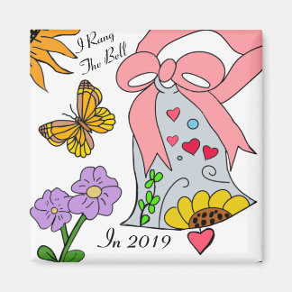 Breast cancer bell and ribbon magnet