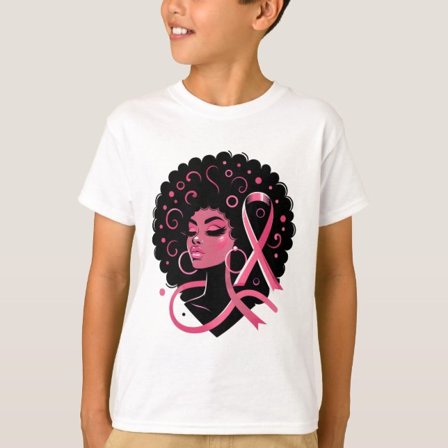 Breast Cancer Black African American Women Support T-Shirt (Front)