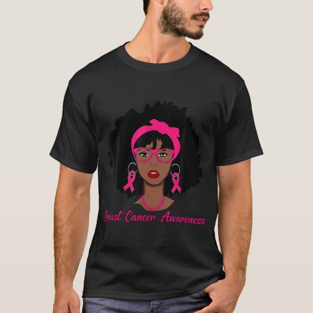 Breast Cancer Black Girl  T-Shirt (Front)