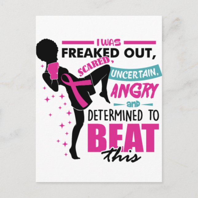 Breast cancer black woman warrior melanin survivor postcard (Front)