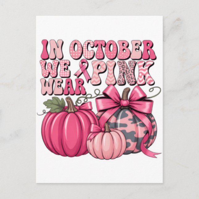 Breast Cancer Bow 2025 t-shirt | Breast Cancer Awa Postcard (Front)