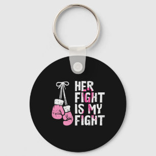 Breast Cancer Boxing Gloves Her Fight My Fight Wom Keychain