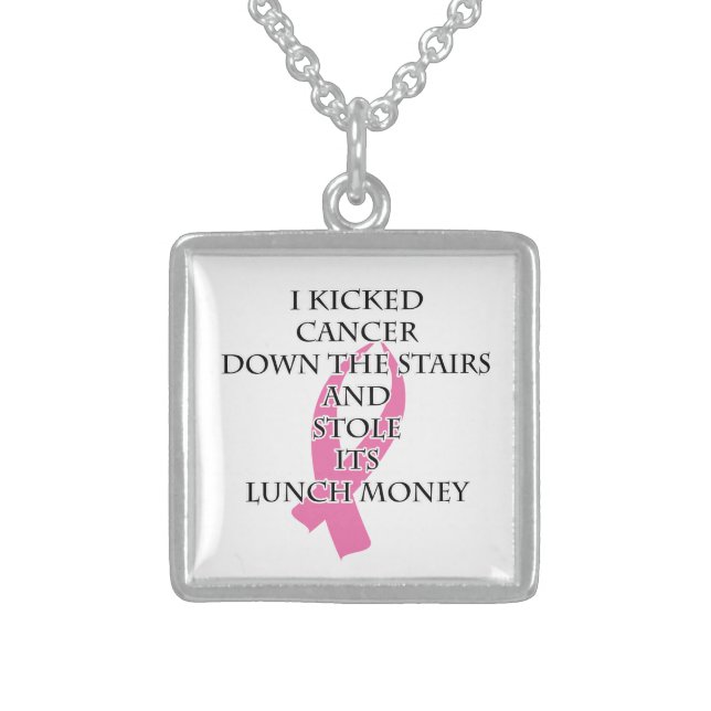 Breast Cancer Bully Sterling Silver Necklace (Front)