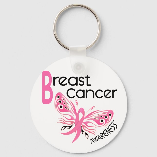 Breast Cancer BUTTERFLY 3.1 Keychain (Front)