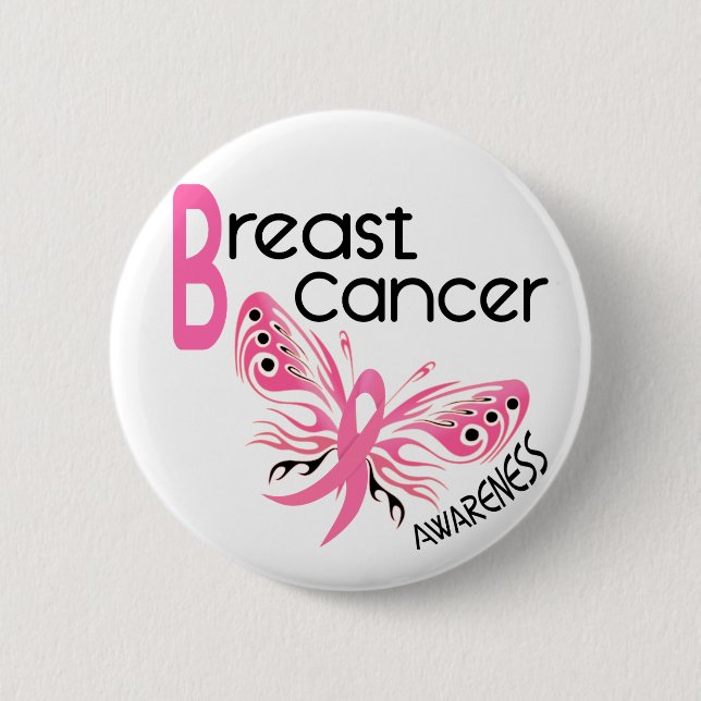 Breast Cancer BUTTERFLY 3.1 Pinback Button (Front)