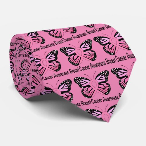 Breast Cancer Butterfly Awareness Ribbon Neck Tie