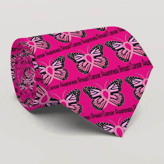 Breast Cancer Butterfly Awareness Ribbon Tie