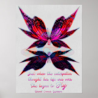 Breast Cancer Butterfly Breast Cancer Warrior Just Poster