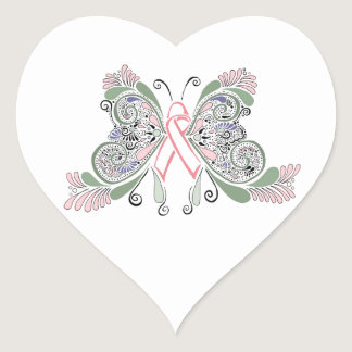 Breast Cancer Butterfly Heart Sticker