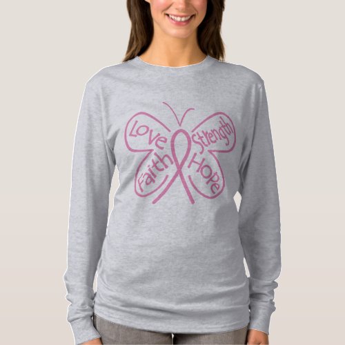 Breast Cancer Butterfly Inspiring Words T_Shirt