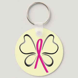 Breast Cancer Butterfly Ribbon Keychain