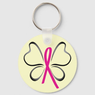 Breast Cancer Butterfly Ribbon Keychain