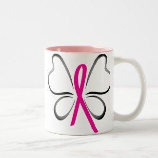 Breast Cancer Butterfly Ribbon Mug