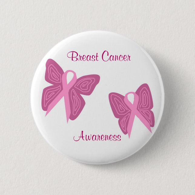 Breast cancer butterfly ribbons button (Front)