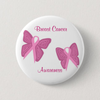 Breast cancer butterfly ribbons button