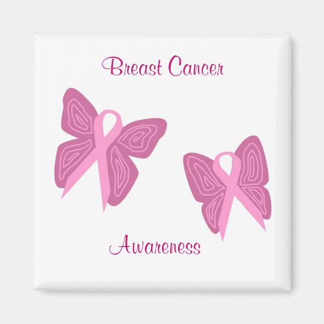 Breast cancer butterfly ribbons magnet (Front)