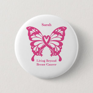 Breast Cancer Butterfly Support and Awareness Button