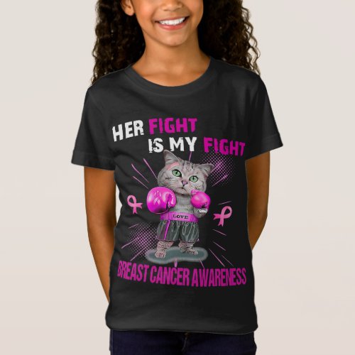 breast cancer cat warrior pink boxer T_Shirt