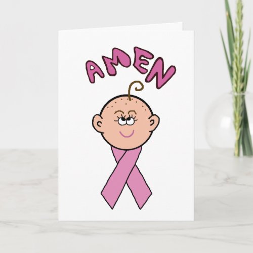 Breast Cancer Chemo Lady  Amen Greeting Card