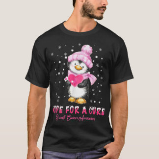 Breast Cancer  Christmas Holiday Penguins  T-Shirt