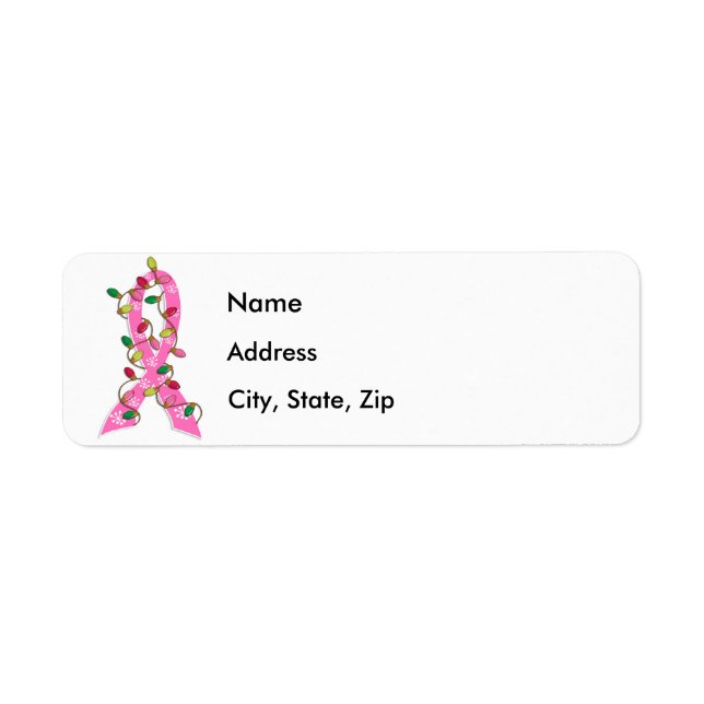 Breast Cancer Christmas Lights Ribbon Label (Front)