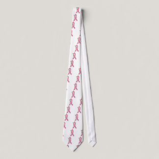Breast Cancer Christmas Lights Ribbon Neck Tie