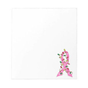 Breast Cancer Christmas Lights Ribbon Notepad
