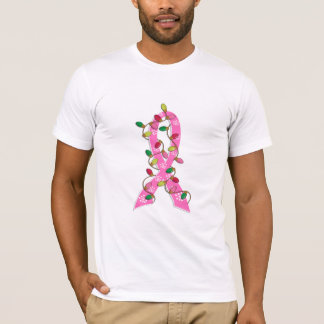 Breast Cancer Christmas Lights Ribbon T-Shirt