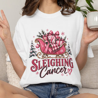 Breast Cancer Christmas Pink Ribbon Gift Tri-Blend Shirt