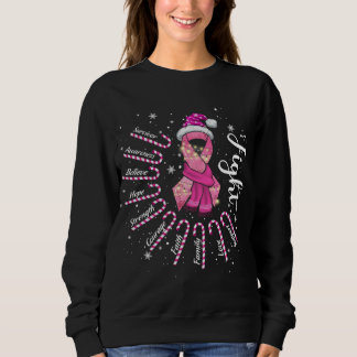 Breast Cancer Christmas Santa Hat Pink Ribbon Xmas Sweatshirt