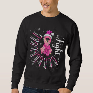 Breast Cancer Christmas Santa Hat Pink Ribbon Xmas Sweatshirt