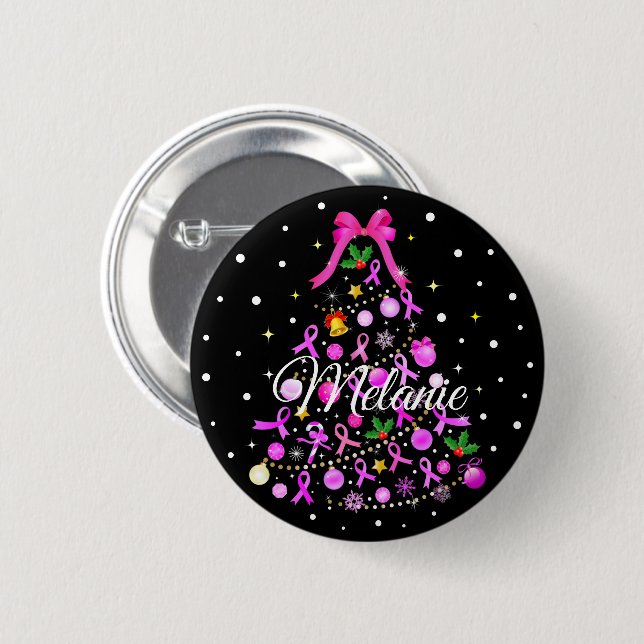 Breast Cancer Christmas Tree Button (Front & Back)