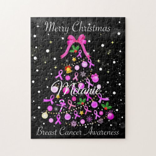 Breast Cancer Christmas Tree Jigsaw Puzzle