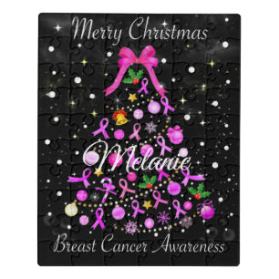 Breast Cancer Christmas Tree Jigsaw Puzzle