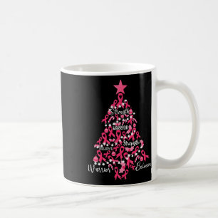 Breast Cancer Christmas Tree Pink Ribbon Fight Awa Coffee Mug