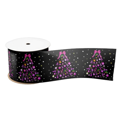 Breast Cancer Christmas Tree Satin Ribbon