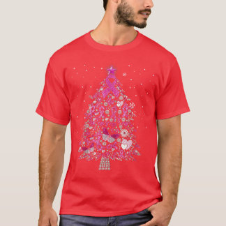 Breast Cancer Christmasree Snowflakes Ornament Dec T-Shirt