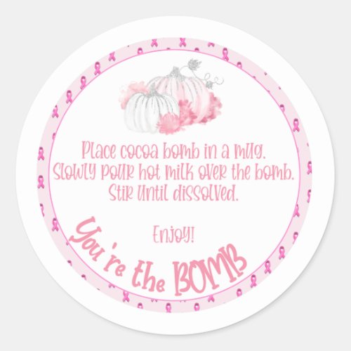 Breast cancer cocoa bomb directions classic round sticker