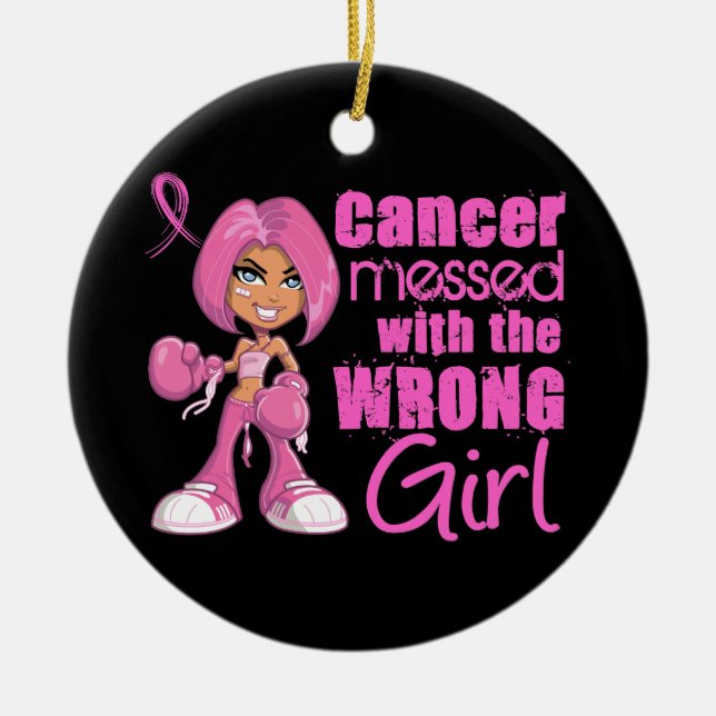 Breast Cancer Combat Girl 1 Ceramic Ornament (Front)