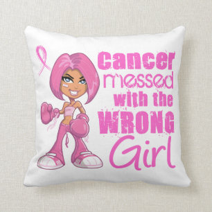Breast Cancer Combat Girl 1 Throw Pillow