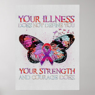 Breast Cancer Courage And Strength Butterfly Cance Poster