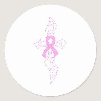 Breast Cancer Cross Classic Round Sticker