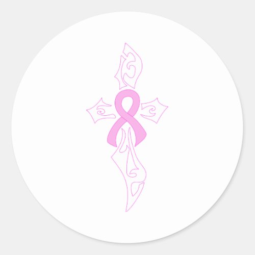 Breast Cancer Cross Classic Round Sticker