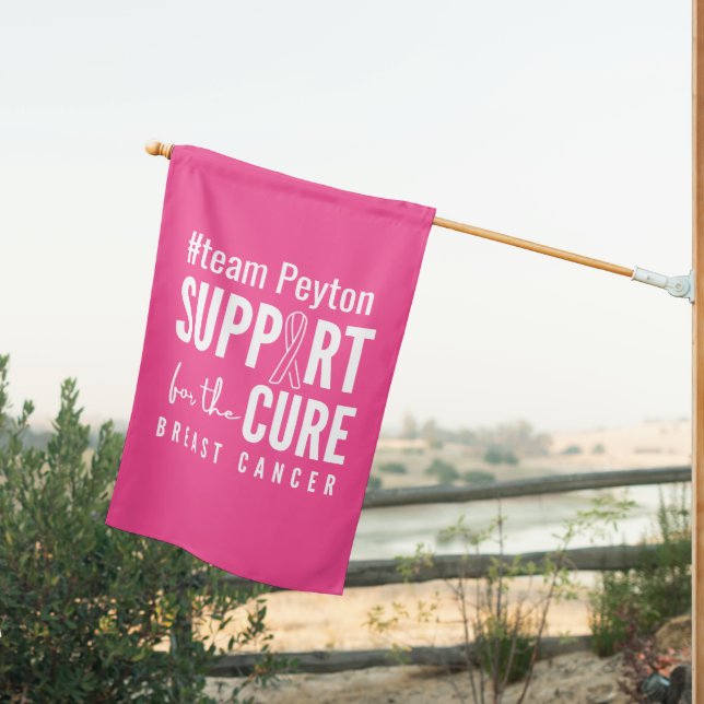 breast cancer custom name House Flag pink (Insitu (Back))