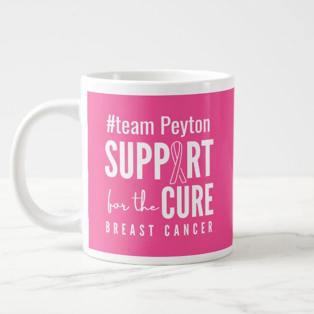 breast cancer custom name Mug pink (Left)