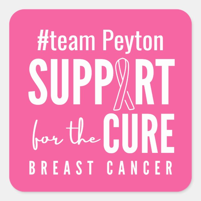 breast cancer custom name Stickers Labels Pink (Front)