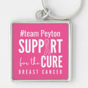 breast cancer custom name support Keychain pink