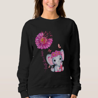 Breast Cancer Cute Elephant With Sunflower  Sweatshirt