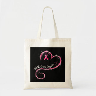Breast Cancer Faith Cure Inspire Pink Ribbon Breas Tote Bag
