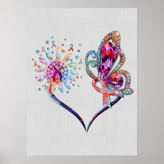 Breast Cancer Faith Hope Cure Butterfly Cancer Sur Poster